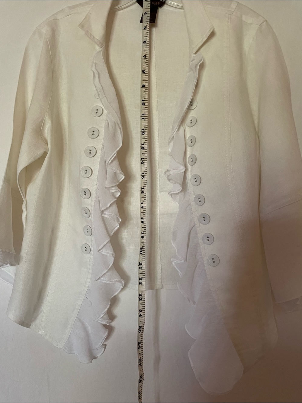 Multiples White Ruffle-Trim Button Front Jacket - Picture 6 of 7